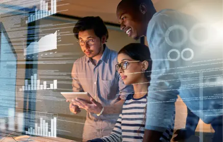 People using a records management audit program