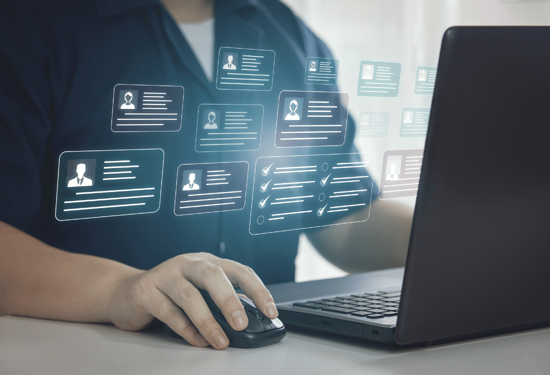 Key leader in a business using data from management information software systems for business insights. 
