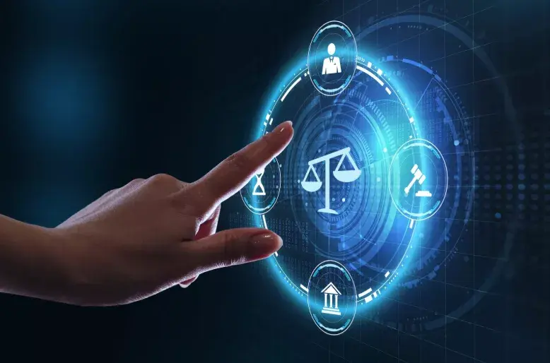 Digital legal technology interface representing Legal Workflow Automation Software for modern law firm operations and case management.