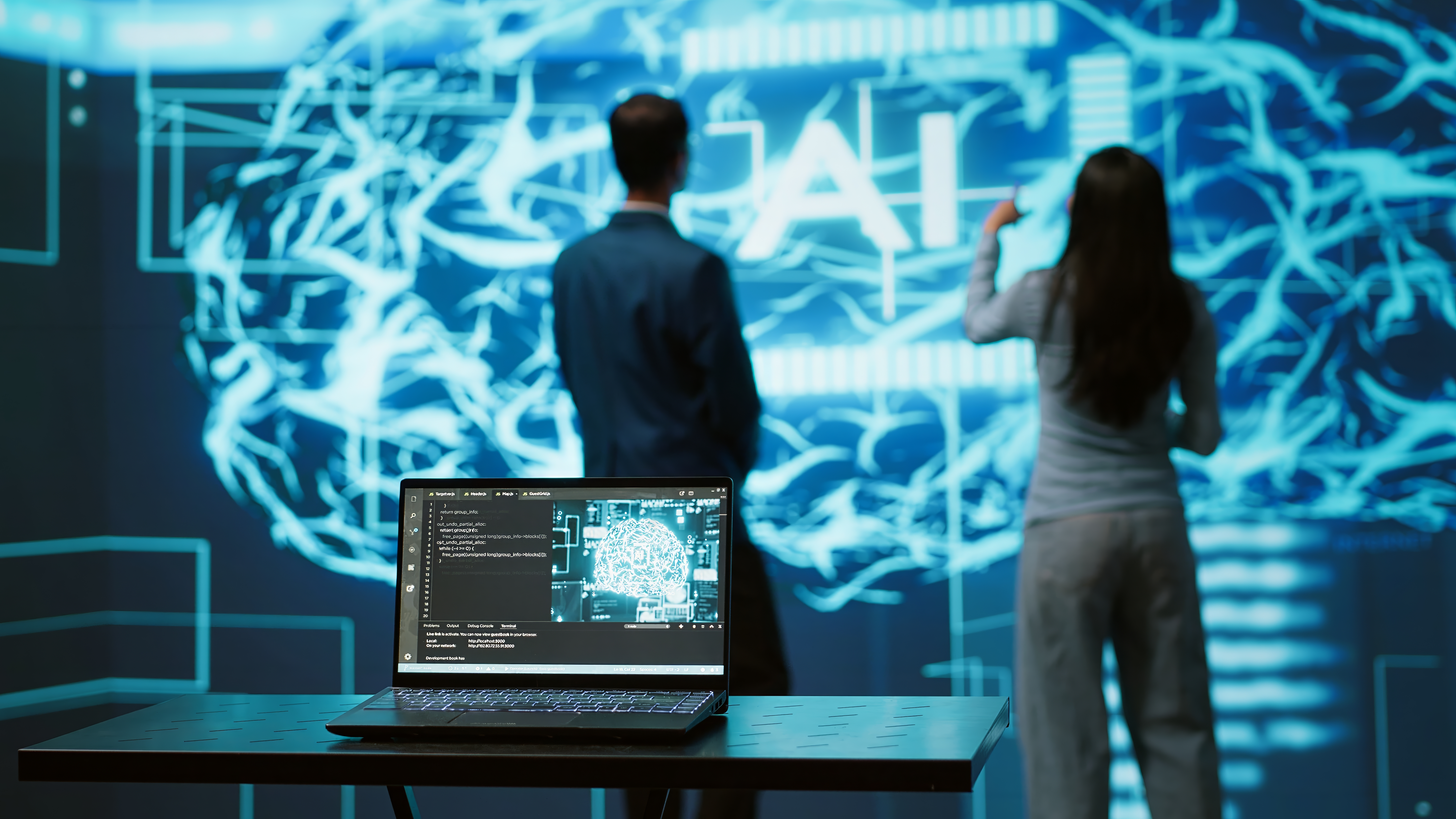 Futuristic digital interface showing AI network connections and automation systems, representing autonomous agents and advanced AI technology.